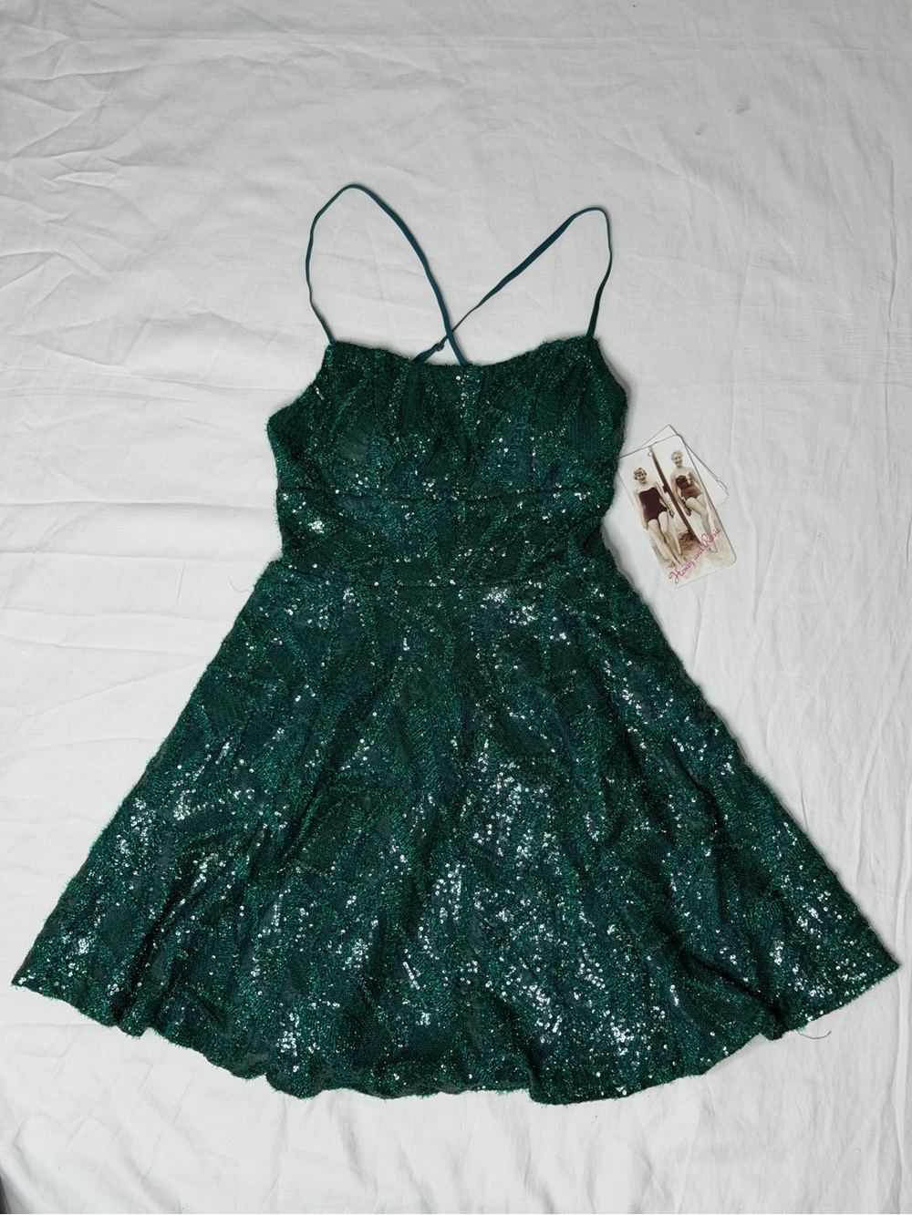Green Sequin Bodycon Mini Dress Homecoming Barbiecore Coquette Bratz Size Small